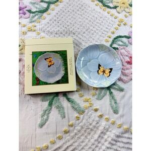 Lenox Butterfly Meadow Flower Canape Plate Blue Floral Porcelain Butterfly 6.25"